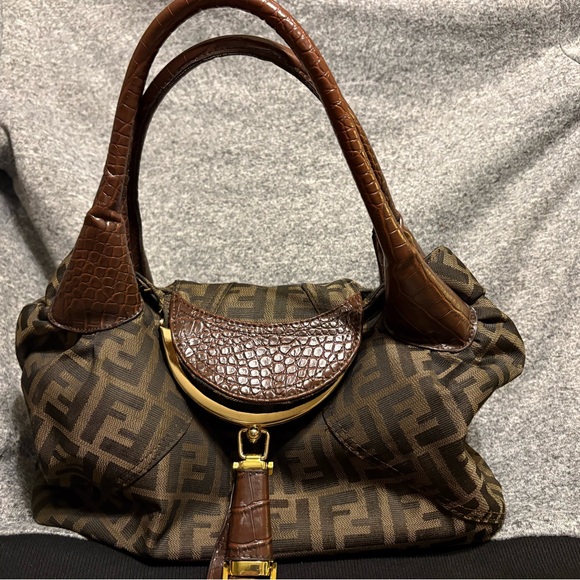 Fendi Handbags - Authentic Fendi Brown and Gold Spy Shoulder Bag with no call outs. Barely used!!